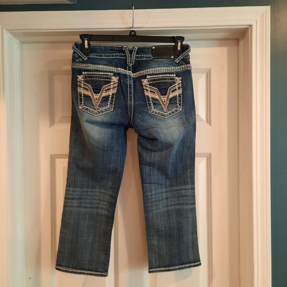 Vigoss Jeans Womens 5/6 Chelsea Capri Thick Stitch Western Cowgirl Rodeo Bling - Picture 4 of 14